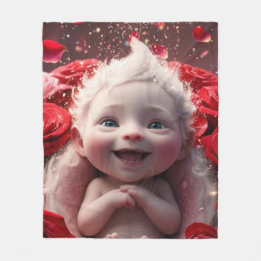 Baby Cupid & Roses Fleece Blanket