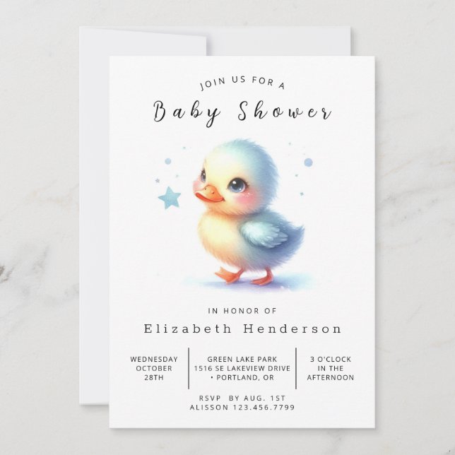  Baby Custom Duck Baby Shower Invitation (Front)