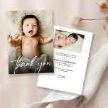 Baby Custom photos Modern Handlettering Thank You Card<br><div class="desc">Welcoming Your Little Prince: A Meld of Birth Announcement & Thank You Card 👶 Dual Delight: Seamlessly combine the jubilation of introducing your newborn baby with the heartfelt appreciation for the warmth showered upon you during your baby shower, all through one elegant card. 📸 Moments Captured Forever: With dedicated spaces...</div>