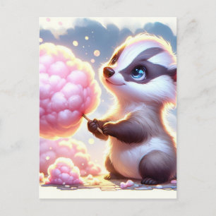 Baby, cute animal with cotton candy, Postcrossing Postcard