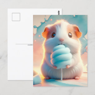 Baby, cute animal with cotton candy, Postcrossing Postcard