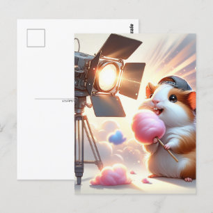 Baby, cute animal with cotton candy, Postcrossing Postcard