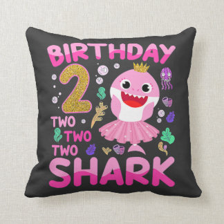 Baby Cute Shark 2nd Birthday Boy Girl 2 Year Old Throw Pillow
