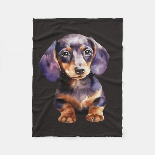 Baby Dachshund Fleece Blanket (Front)