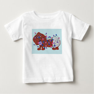 Baby Dachshund Tangled In Christmas Lights T-Shirt