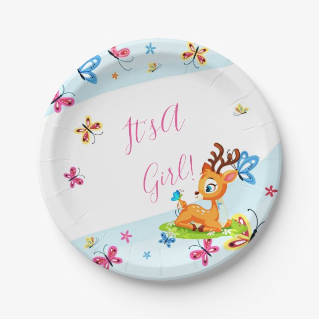 Baby dear (deer) custom paper plate (Front)