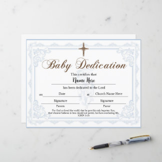 Baby Dedication Certificate Blue Boy 