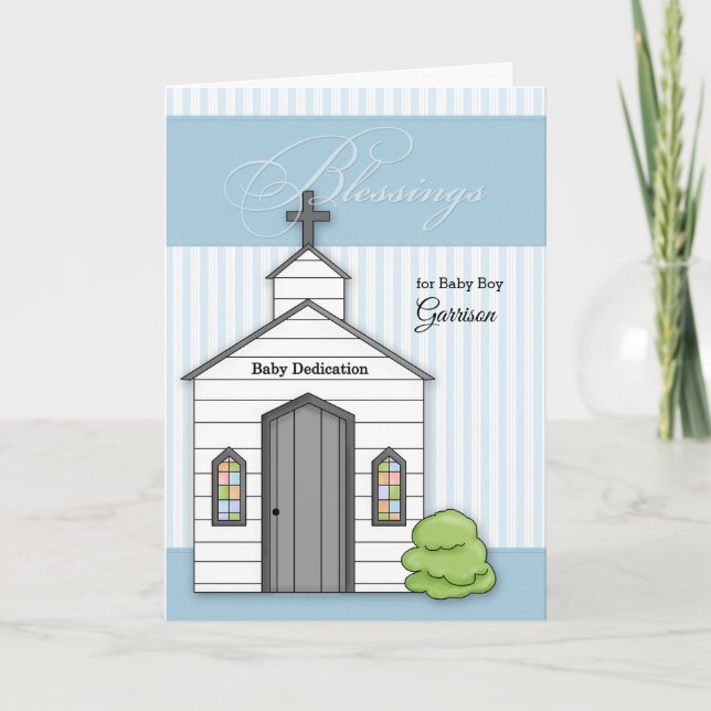 Baby Dedication in Blue for Boys with Chapel Card (Front)