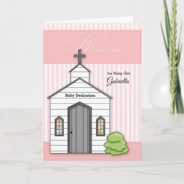 Baby Dedication in Pink for Girls with Chapel Card (Front)