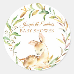 Baby Deer Baby Shower Classic Round Sticker