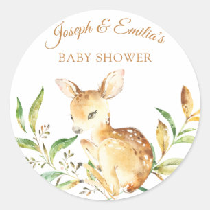 Baby Deer Baby Shower Classic Round Sticker