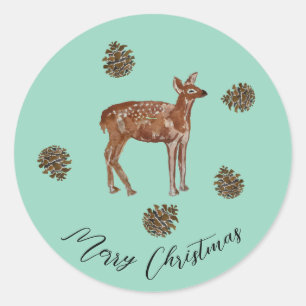 Baby Deer Christmas Wreath Sticker