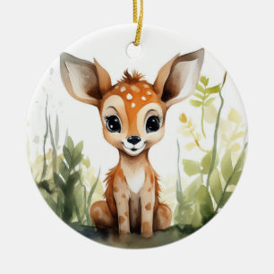 Baby deer, deer ornament, fall ornament, ceramic ornament