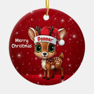 Baby Deer, Fawn, Doe, Reindeer🦌 🎄Merry Christmas Ceramic Ornament
