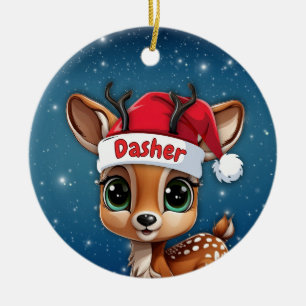 Baby Deer, Fawn, Doe, Reindeer🦌 🎄Merry Christmas Ceramic Ornament