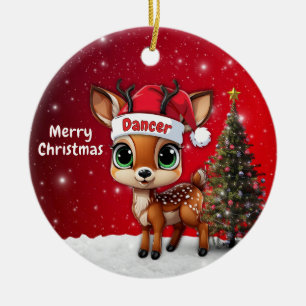 Baby Deer, Fawn, Doe, Reindeer🦌 🎄Merry Christmas Ceramic Ornament