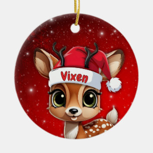 Baby Deer, Fawn, Doe, Reindeer🦌 🎄Merry Christmas Ceramic Ornament