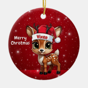 Baby Deer, Fawn, Doe, Reindeer🦌 🎄Merry Christmas Ceramic Ornament