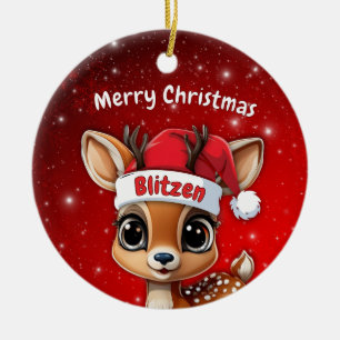 Baby Deer, Fawn, Doe, Reindeer🦌 🎄Merry Christmas Ceramic Ornament
