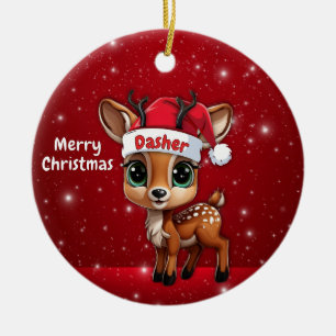 Baby Deer, Fawn, Doe, Reindeer🦌 🎄Merry Christmas Ceramic Ornament