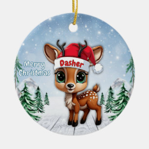 Baby Deer, Fawn, Doe, Reindeer🦌 🎄Merry Christmas Ceramic Ornament
