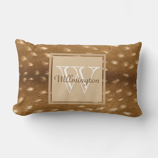 Baby Deer Fawn Fur Personalized Name Lumbar Pillow (Front)