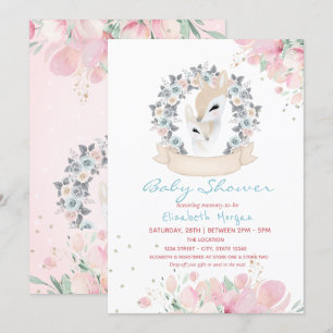 Baby Deer Floral Drive By Baby Shower  Invitation