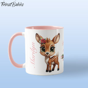 Baby Deer, Floral Fawn, Doe 🦌 🎄 Deer-ly Loved Mug