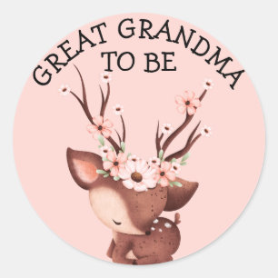 Baby Deer in Flowers   Great Grandma Baby Shower Classic Round Sticker