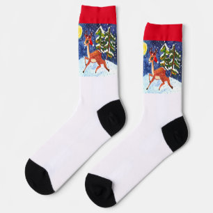 Baby Deer in Santa Hat Crew Socks