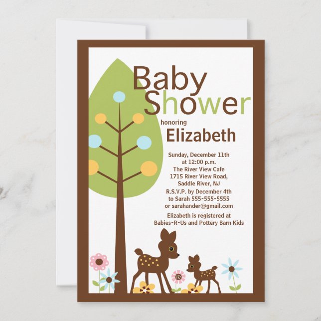 Baby Deer Neutral Baby Shower Invitation (Front)