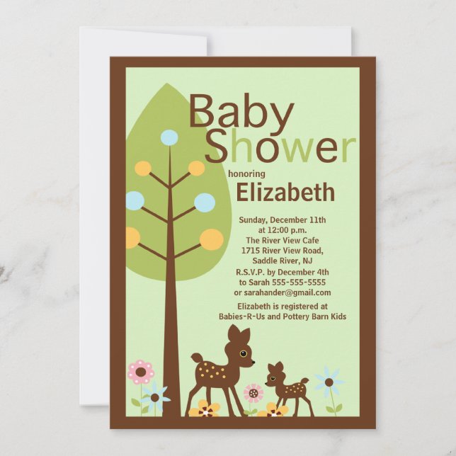 Baby Deer Neutral Baby Shower Invitation (Front)