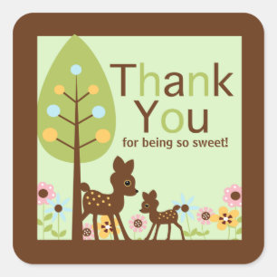 Baby Deer Neutral Baby Shower Invitation Square Sticker