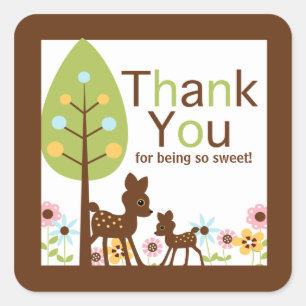 Baby Deer Neutral Baby Shower Invitation Square Sticker