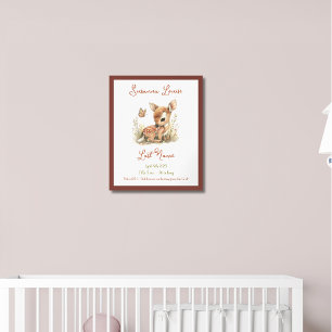 Baby Deer Personalized Baby Announcement Nursery Poster