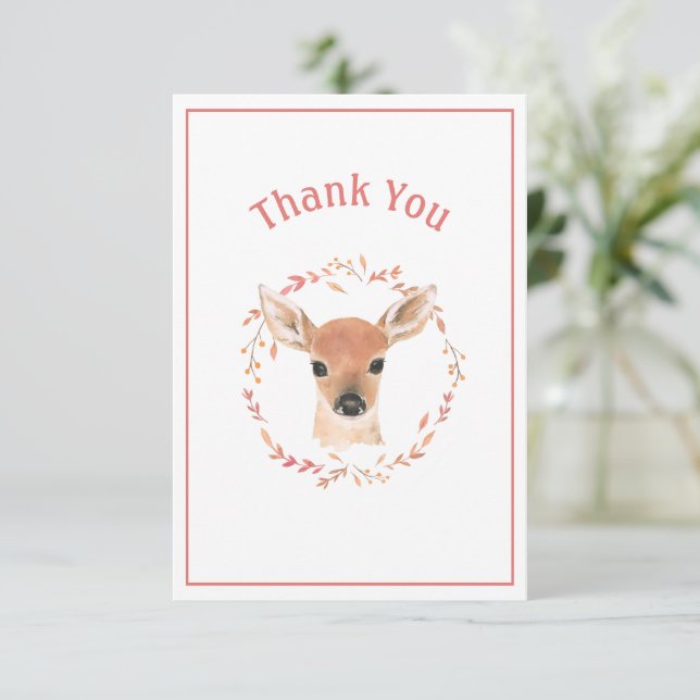 Baby Deer Simple Carte de remerciements rustique (Debout devant)