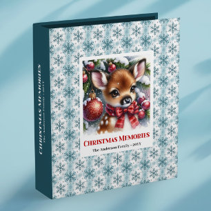Baby deer snowy forest watercolor editable album  binder