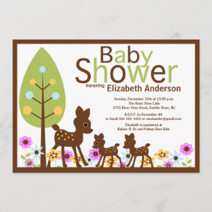 Baby Deer TWINS Multiple  Baby Shower Invitation