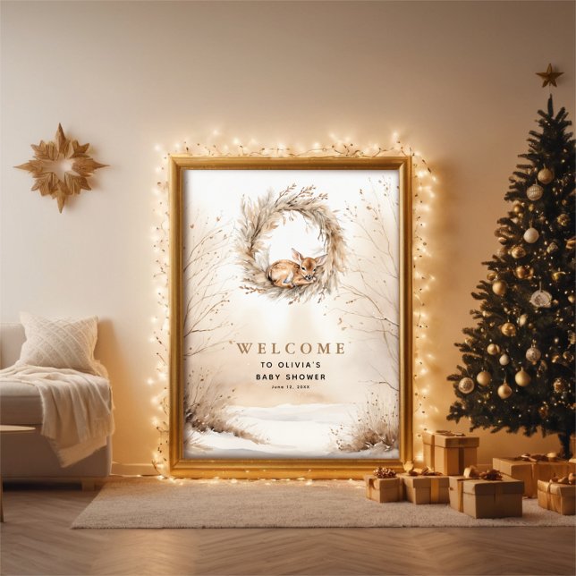 Baby Deer Wild Baby Animals Baby Shower Welcome Poster (Creator Uploaded)