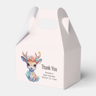Baby Deer with Antlers and Flowers Baby Shower Favor Box