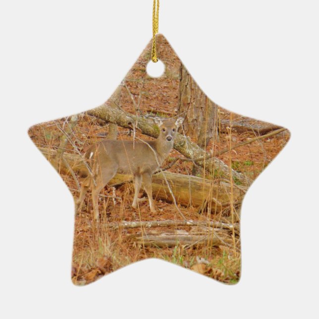 Baby Deer's First  winter Ceramic Ornament (Front)