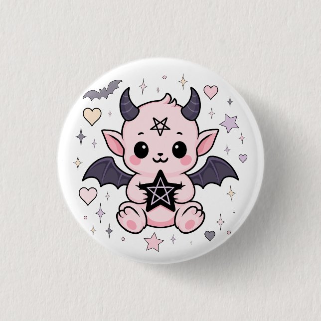 Baby Devil – Kawaii Pastel Goth Demon 1 Inch Round Button (Front)