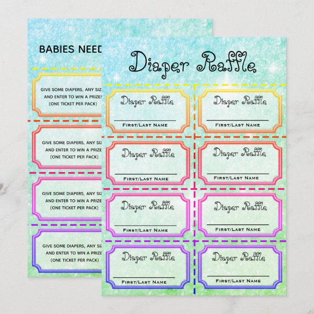 Baby Diaper Raffle Tickets Invitation (Front/Back)