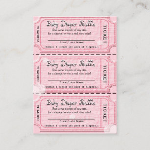 Baby Diaper Raffle Tickets Pink Enclosure Card