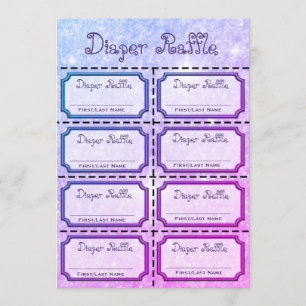 Baby Diaper Raffle Tickets Purple, Pink Invitation