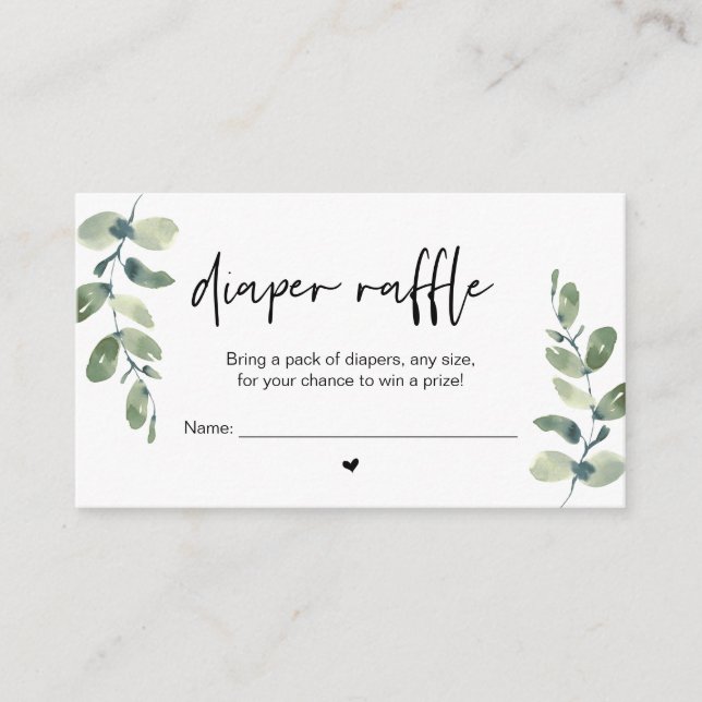 Baby Diaper Raffle, Win a prize, Casual Greenery  Enclosure Card (Front)