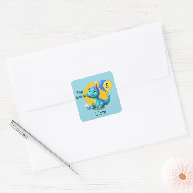 Baby Dino Birthday Sticker (Enveloppe)