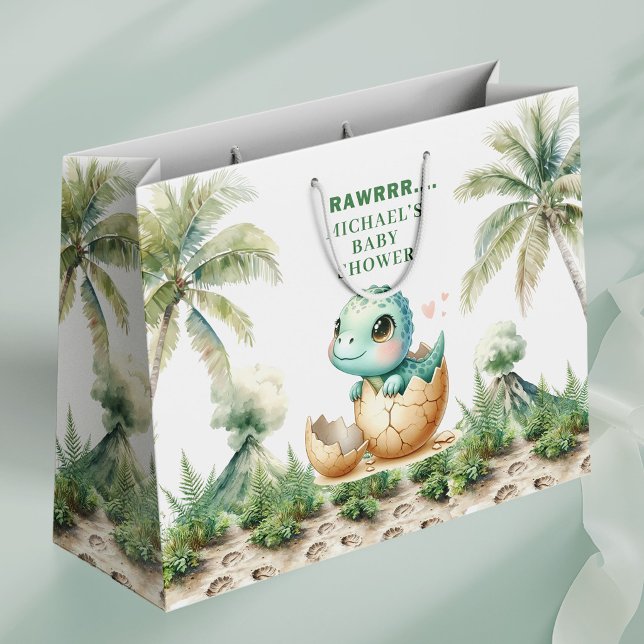 Baby Dino Boy Shower Gift Bag Hatching Soon (Baby Dino Boy Shower Gift Bag Hatching Soon)