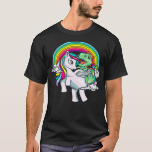 Baby Dino Riding Unicorn Cool Animal Funny Dinosa T-Shirt
