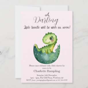 Baby Dino sur Lavander Baby shower Invitation